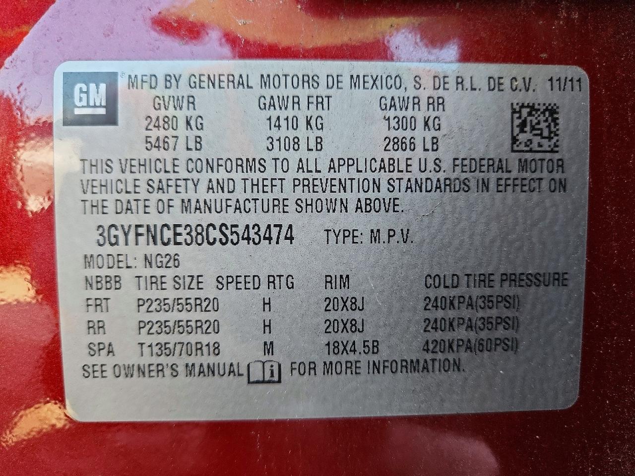 2012 CADILLAC SRX