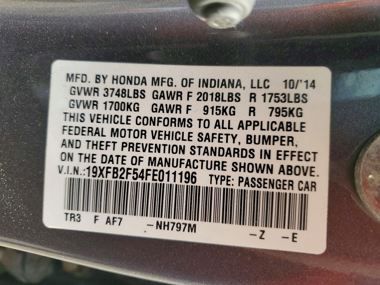 2015 HONDA CIVIC