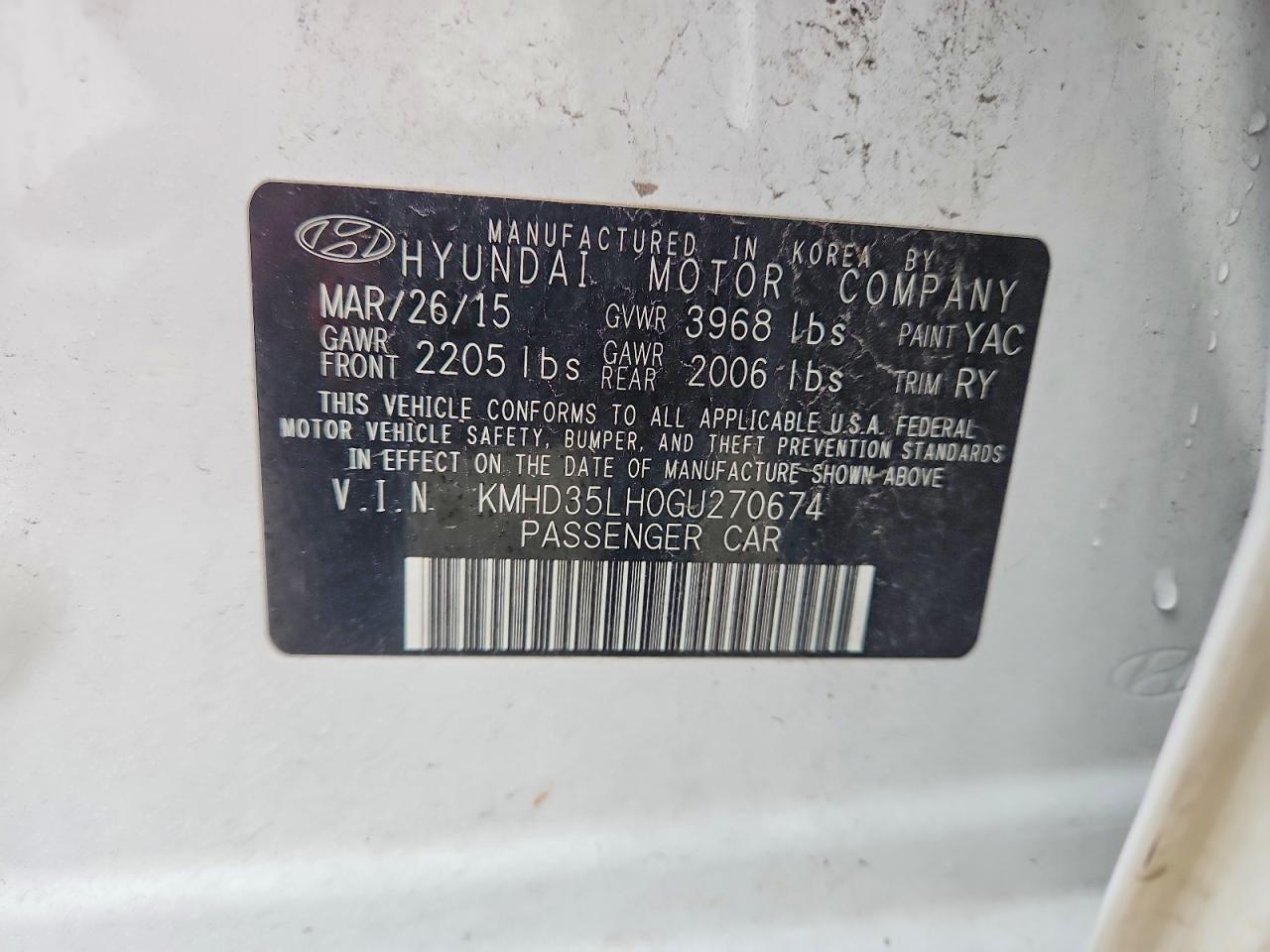 2016 HYUNDAI ELANTRA