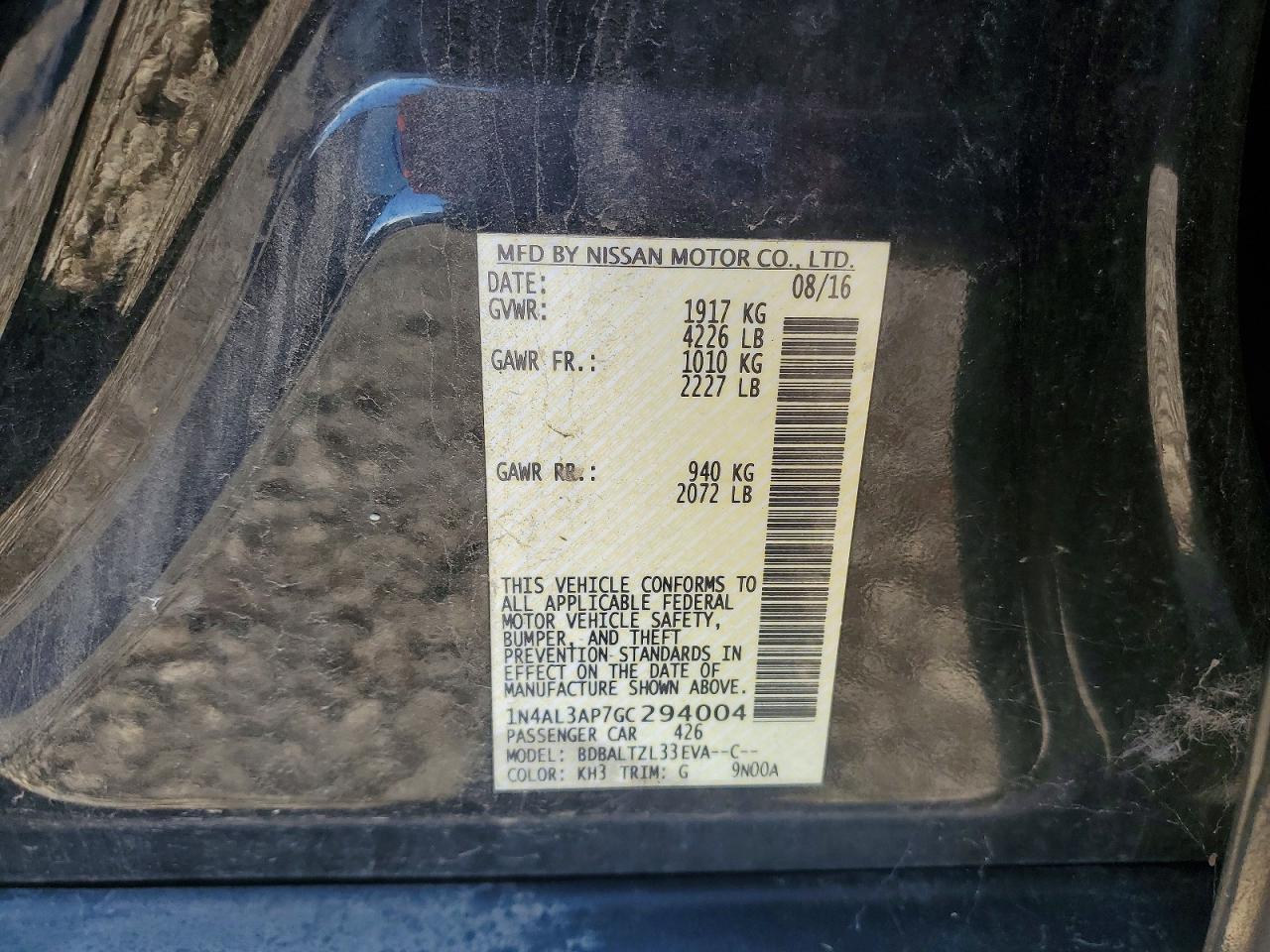 2016 NISSAN ALTIMA