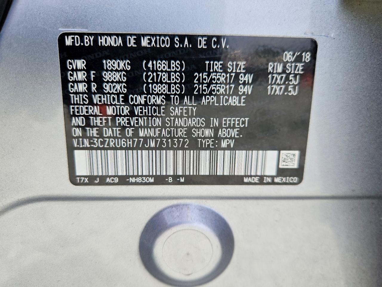 2018 HONDA HR-V