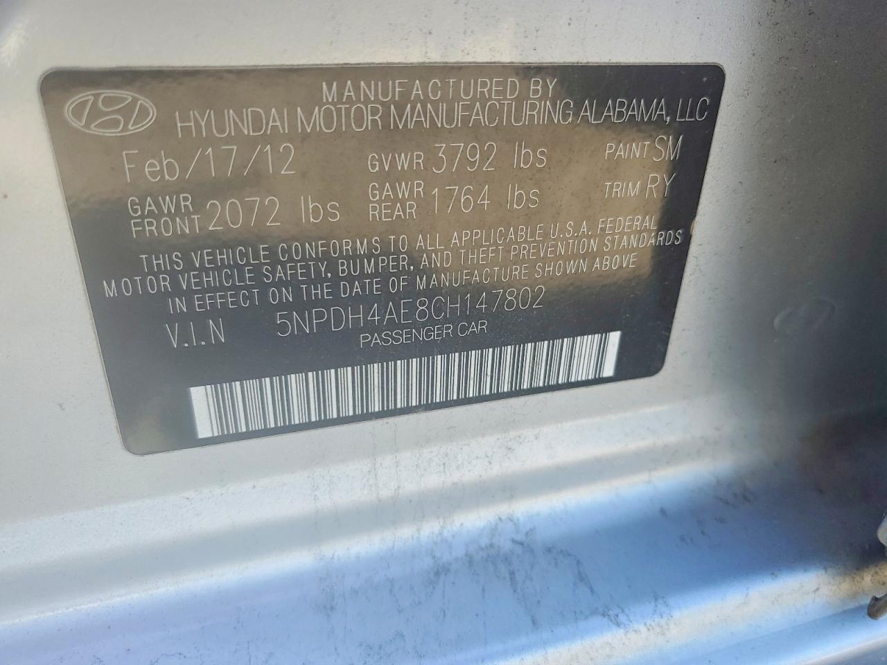2012 HYUNDAI ELANTRA