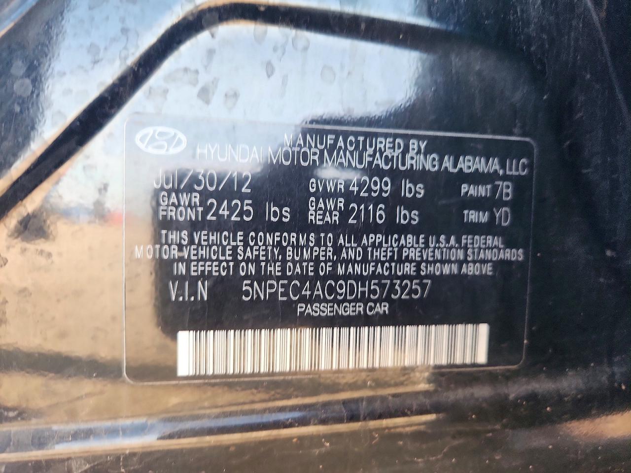 2013 HYUNDAI SONATA
