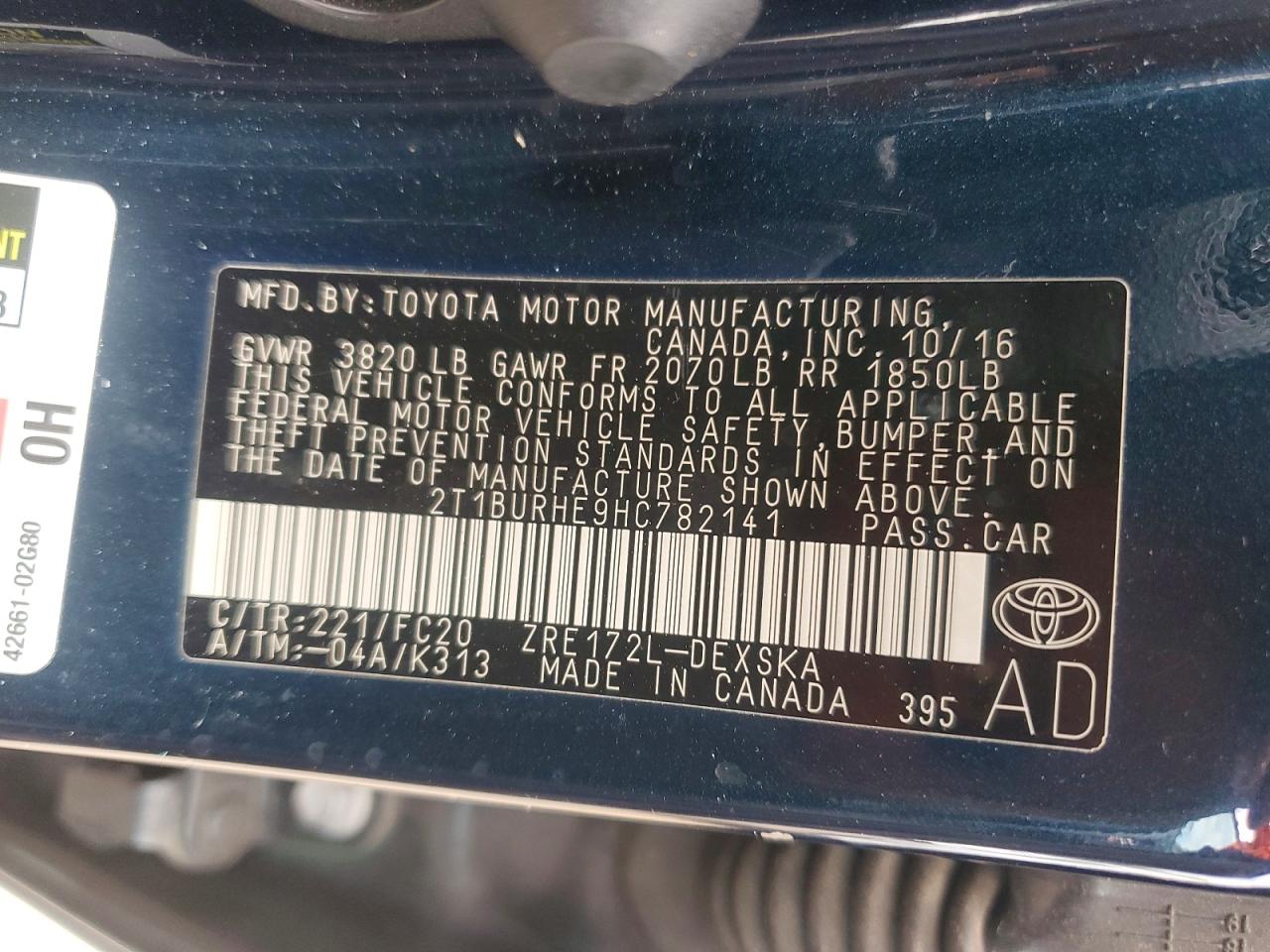 2017 TOYOTA COROLLA