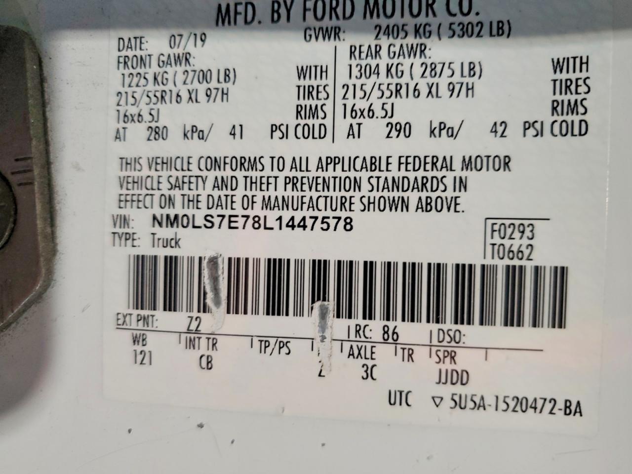 2020 FORD TRANSIT CO