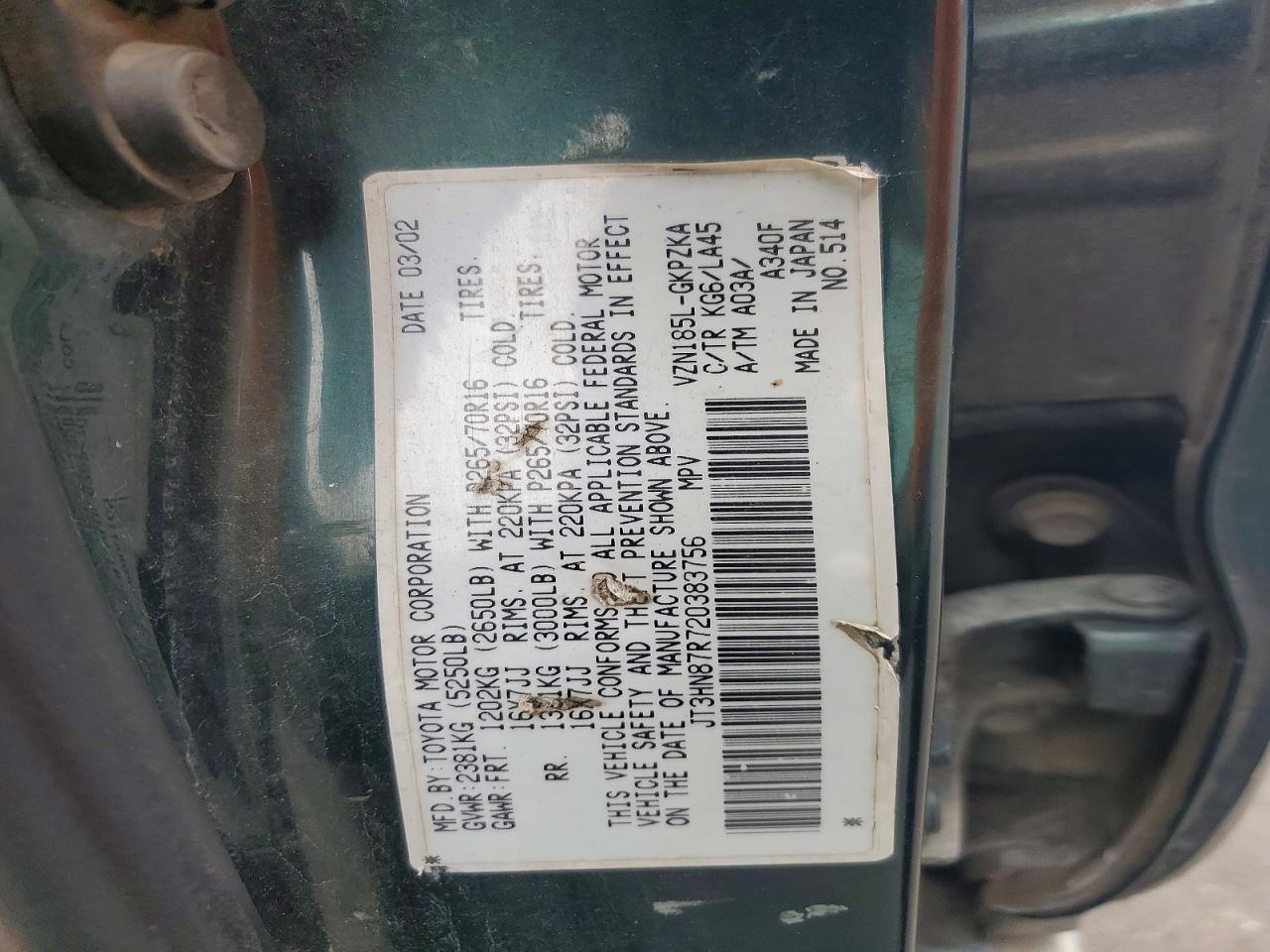 2002 TOYOTA 4RUNNER