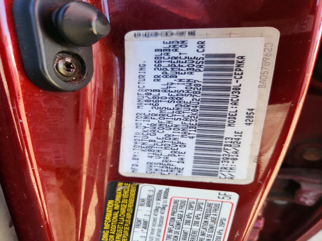2004 TOYOTA CAMRY