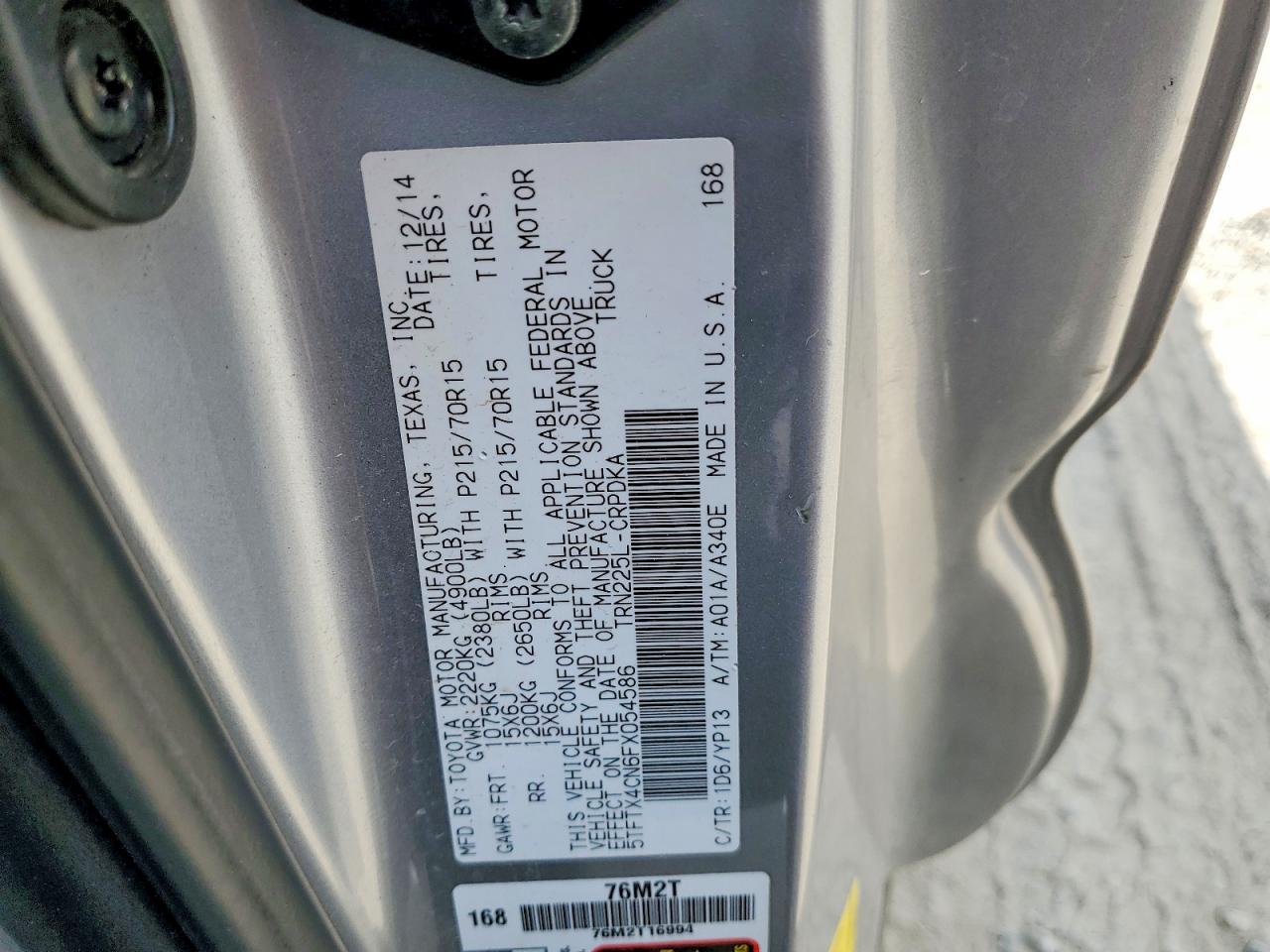 2015 TOYOTA TACOMA