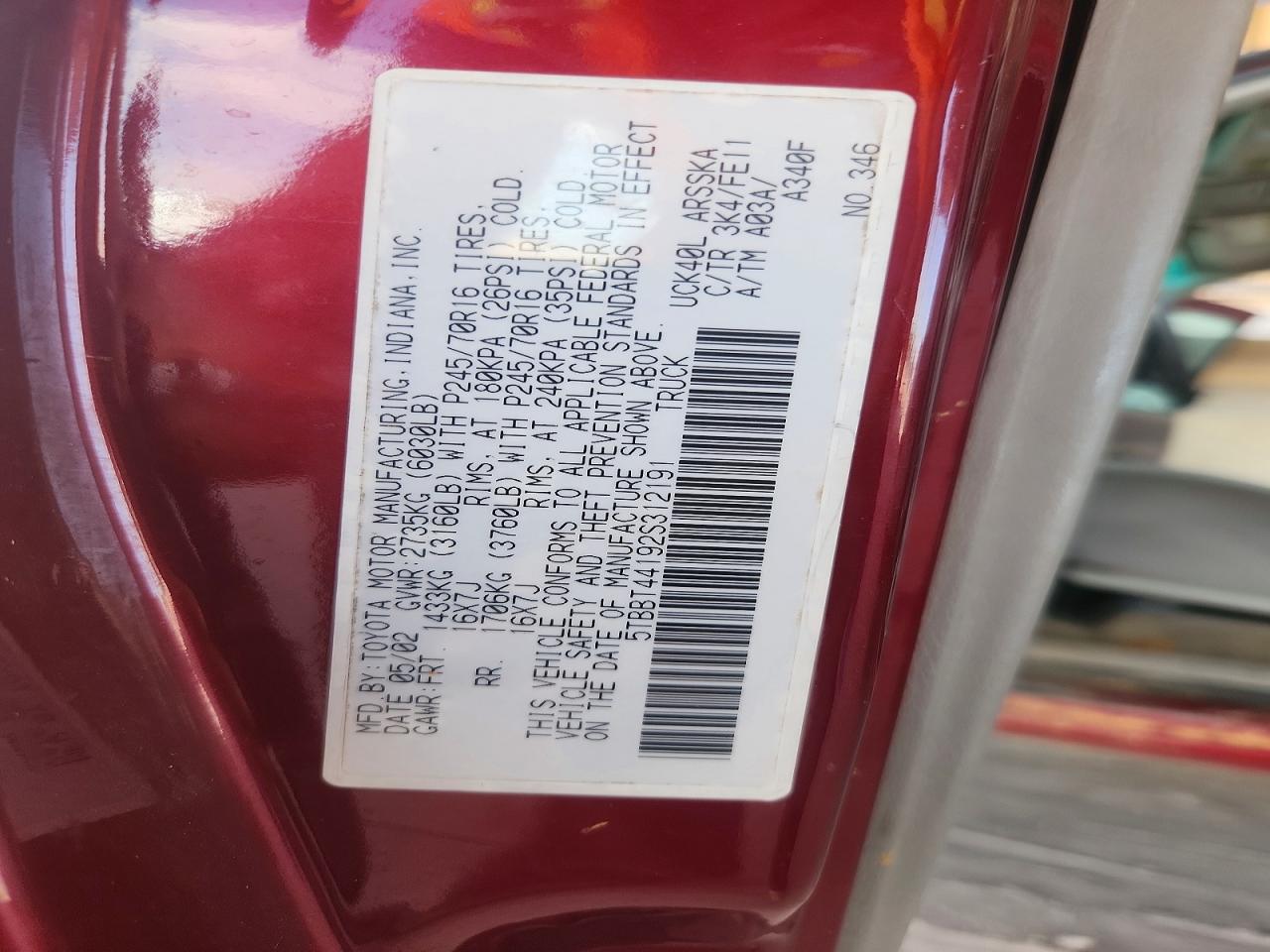 2002 TOYOTA TUNDRA