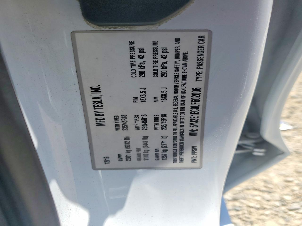 2020 TESLA MODEL 3