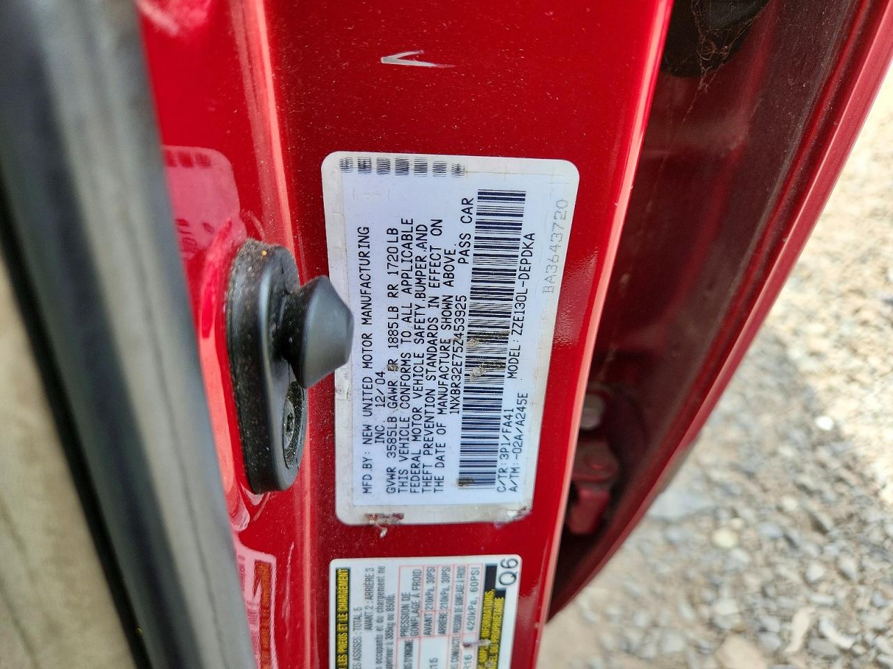 2005 TOYOTA COROLLA