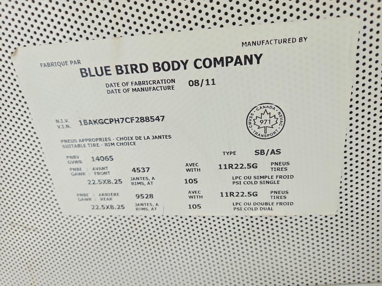 2012 BLUEBIRD ALL Models