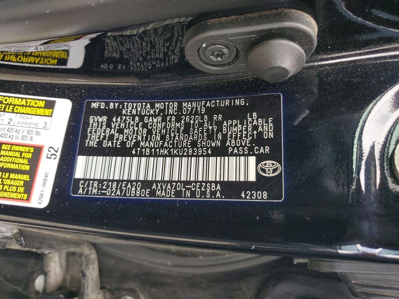 2019 TOYOTA CAMRY