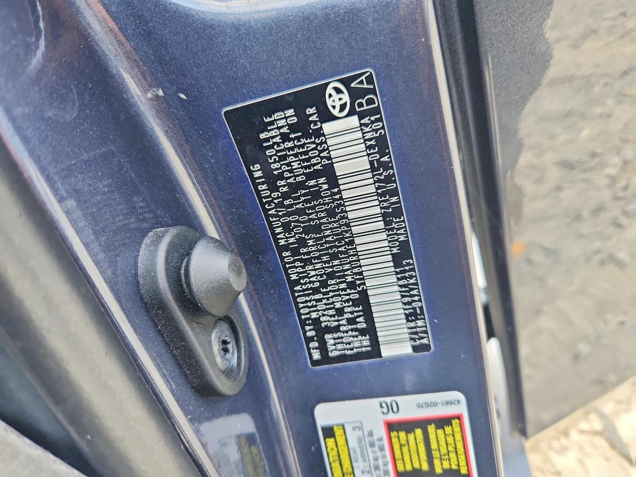 2019 TOYOTA COROLLA