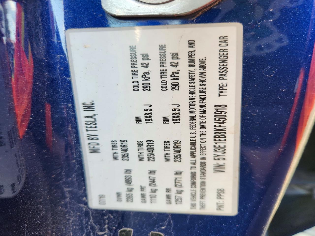 2019 TESLA MODEL 3