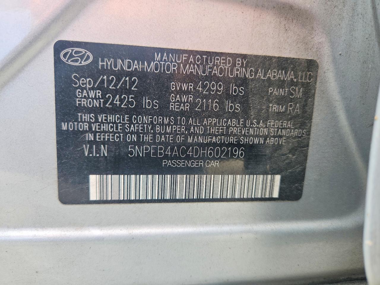 2013 HYUNDAI SONATA