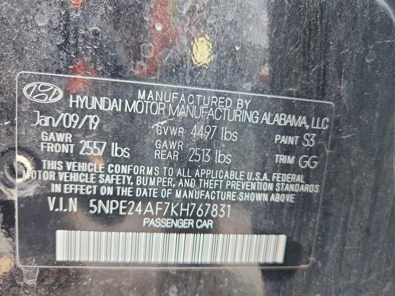2019 HYUNDAI SONATA