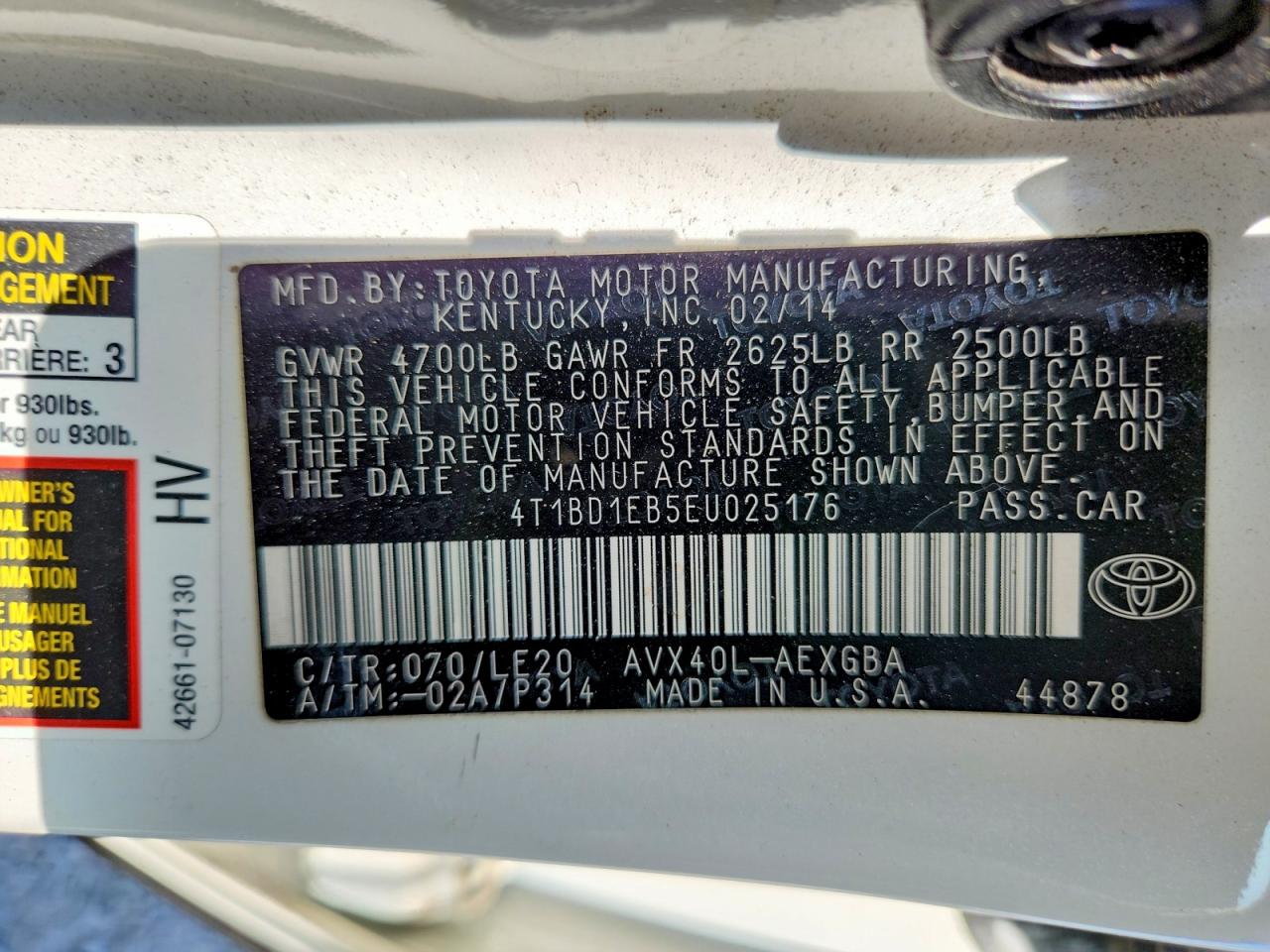 2014 TOYOTA AVALON
