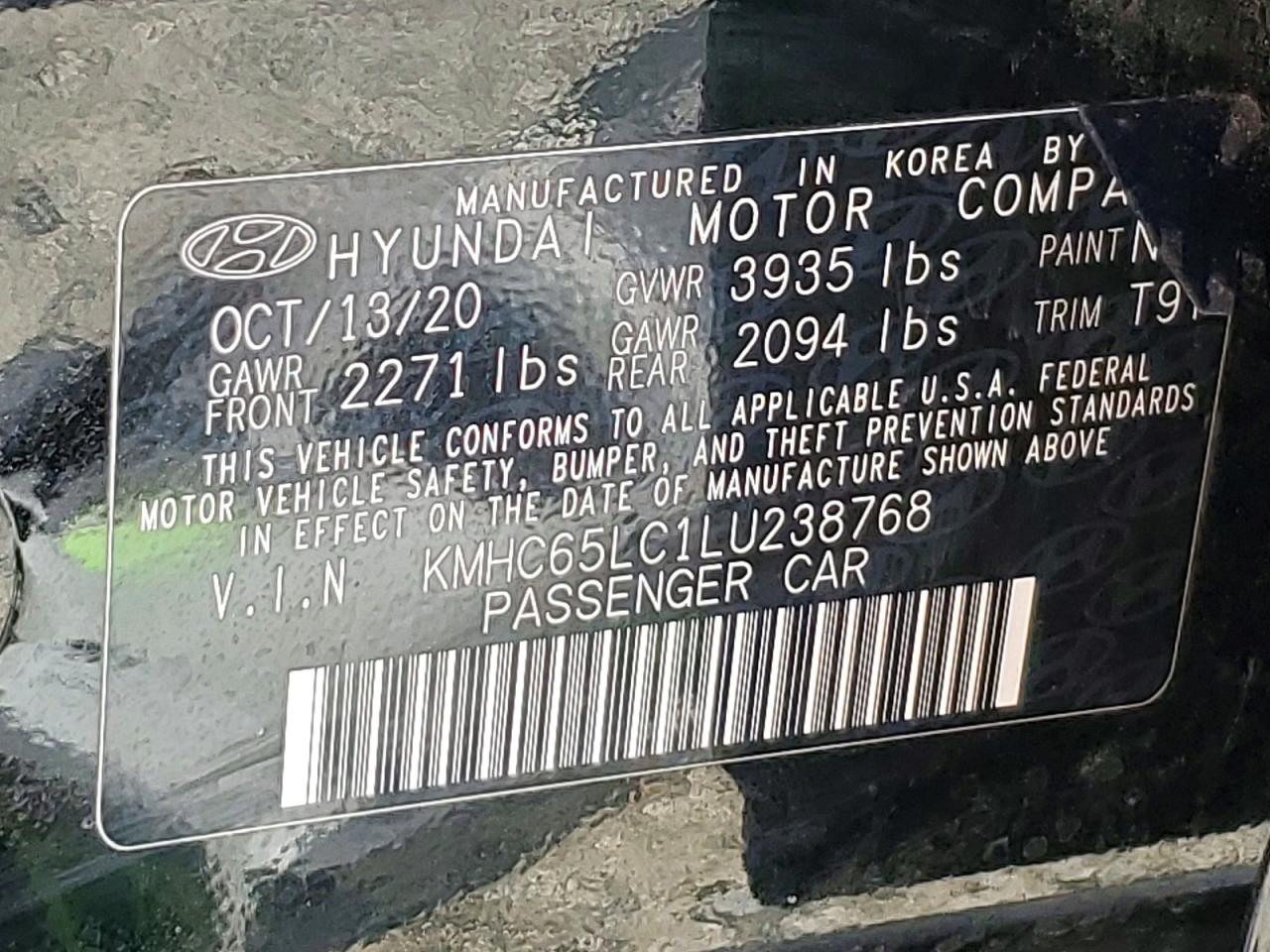 2020 HYUNDAI IONIQ