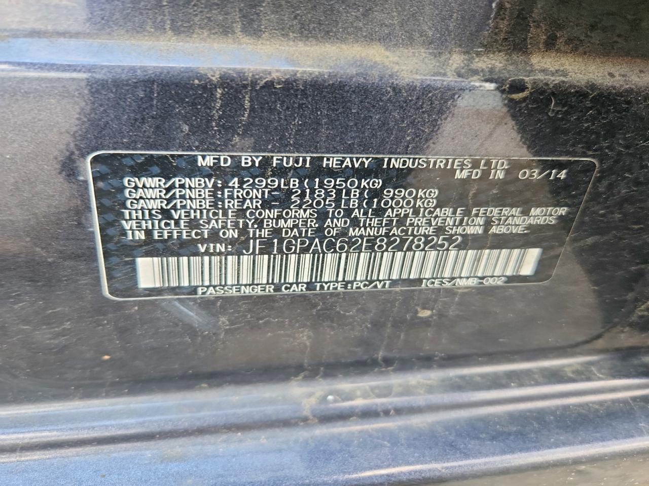 2014 SUBARU IMPREZA