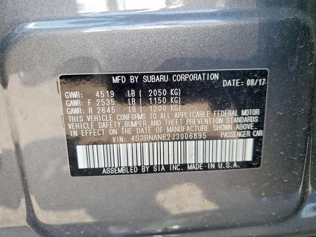 2018 SUBARU LEGACY
