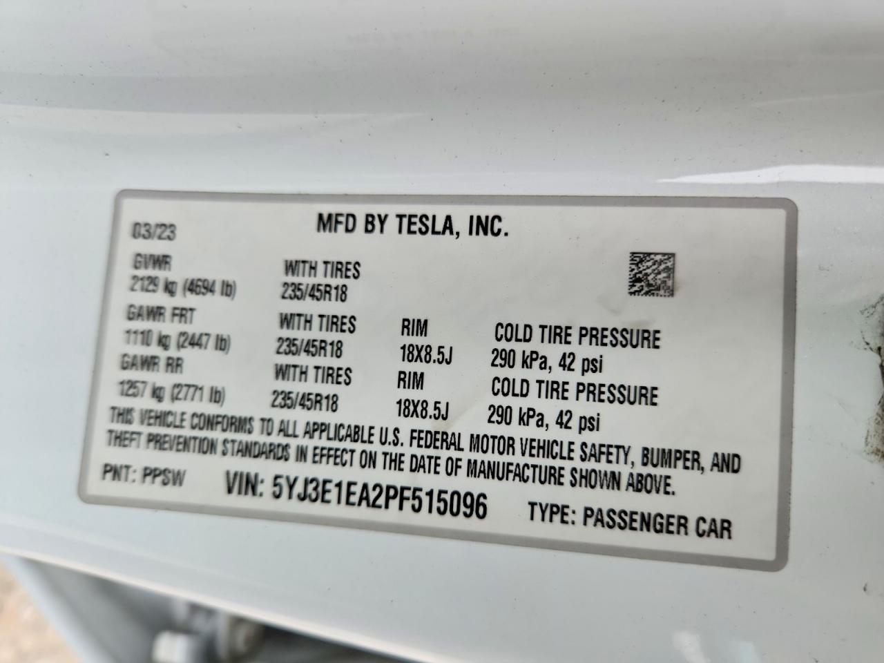 2023 TESLA MODEL 3
