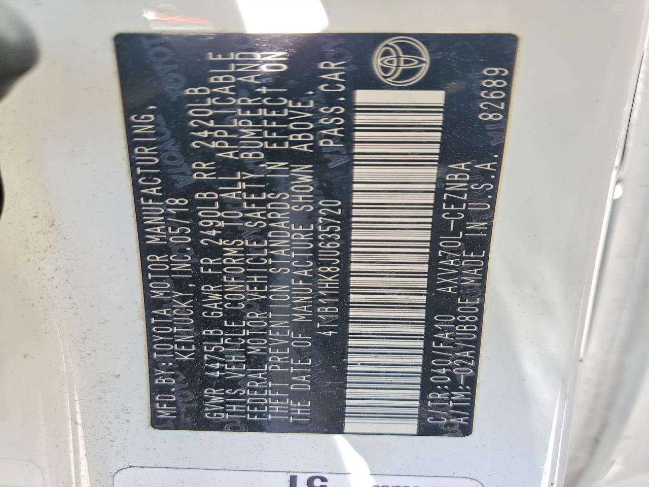 2018 TOYOTA CAMRY