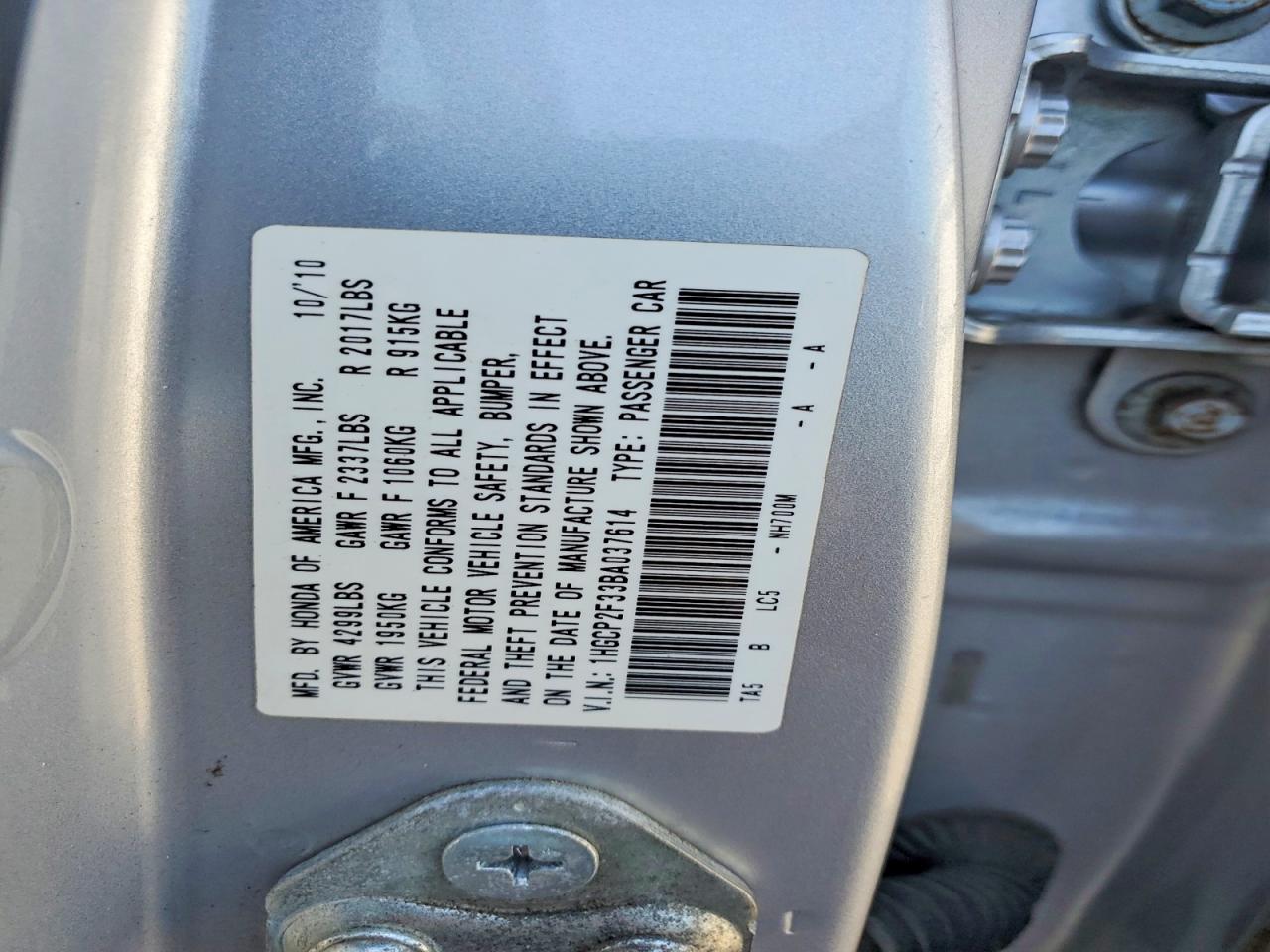 2011 HONDA ACCORD