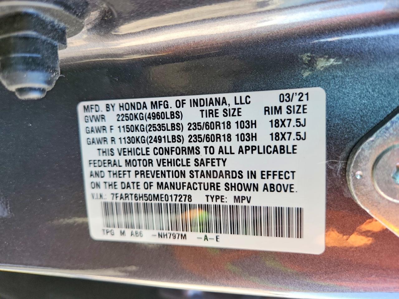 2021 HONDA CRV