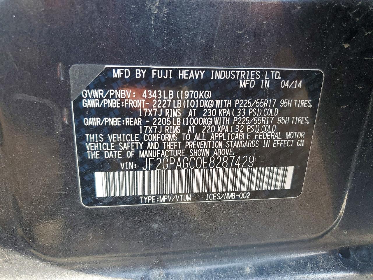 2014 SUBARU XV