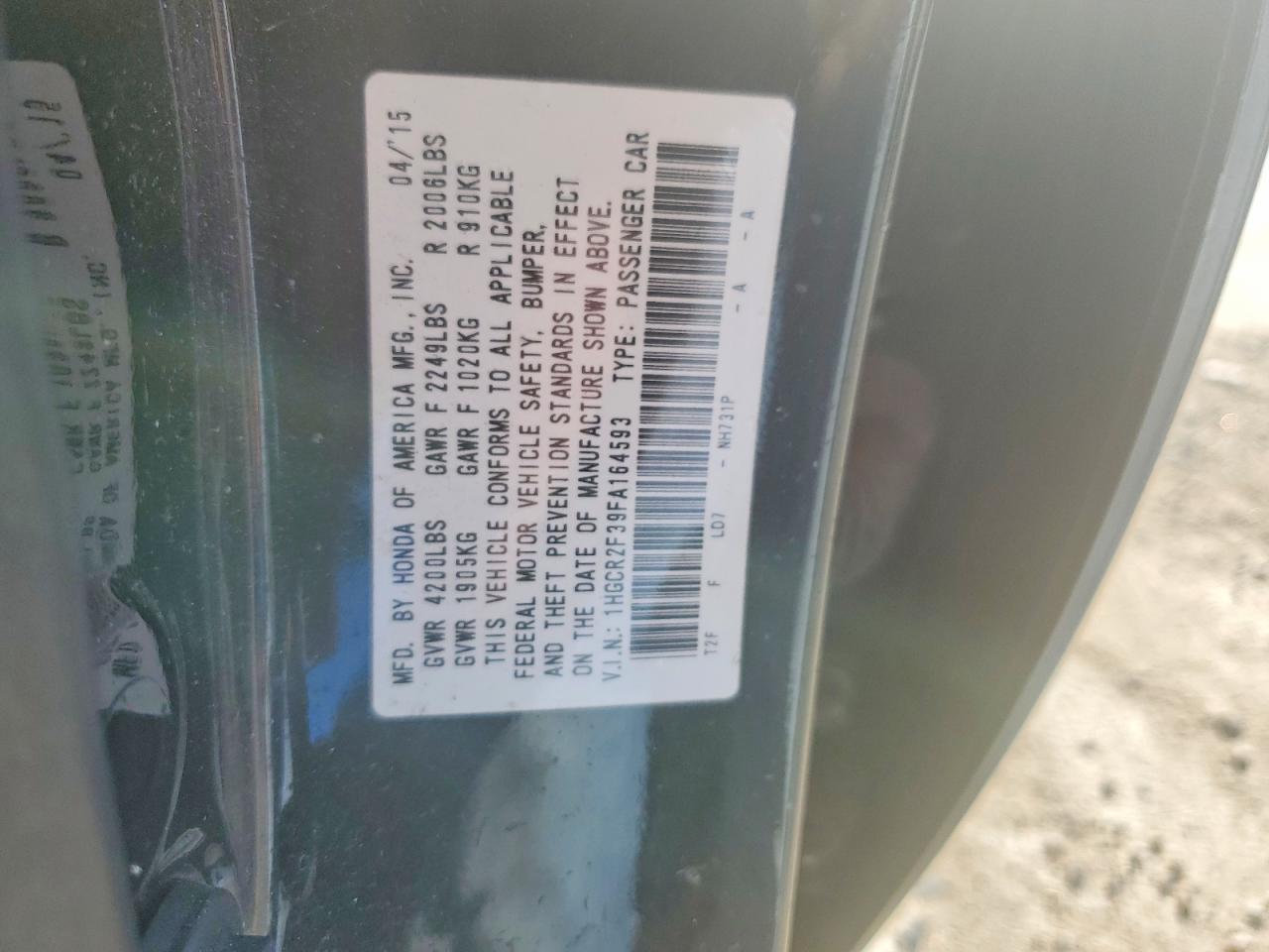 2015 HONDA ACCORD