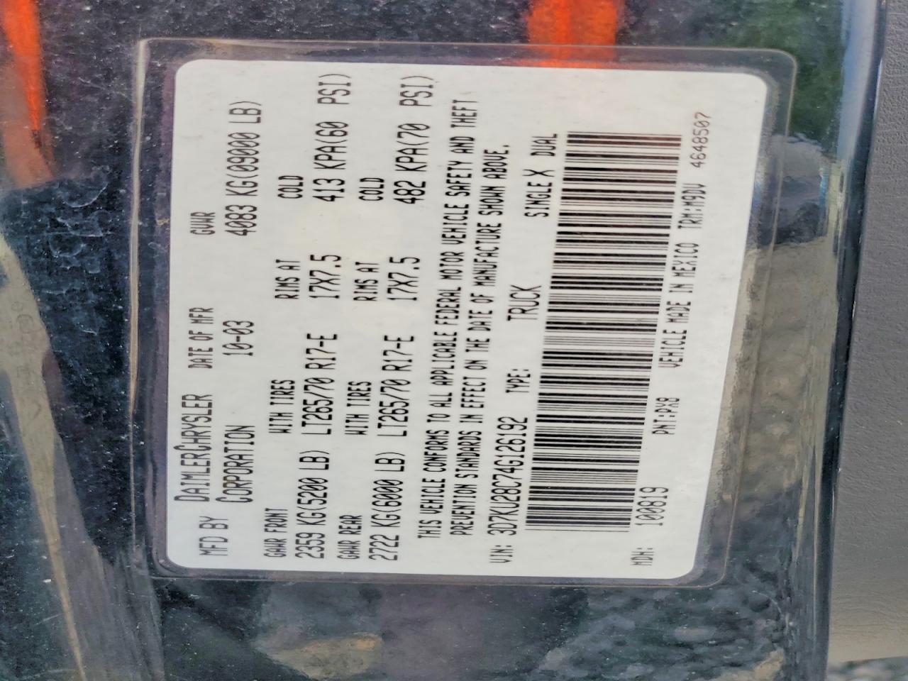 2004 DODGE RAM 2500