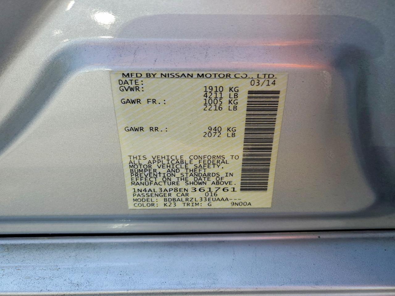 2014 NISSAN ALTIMA
