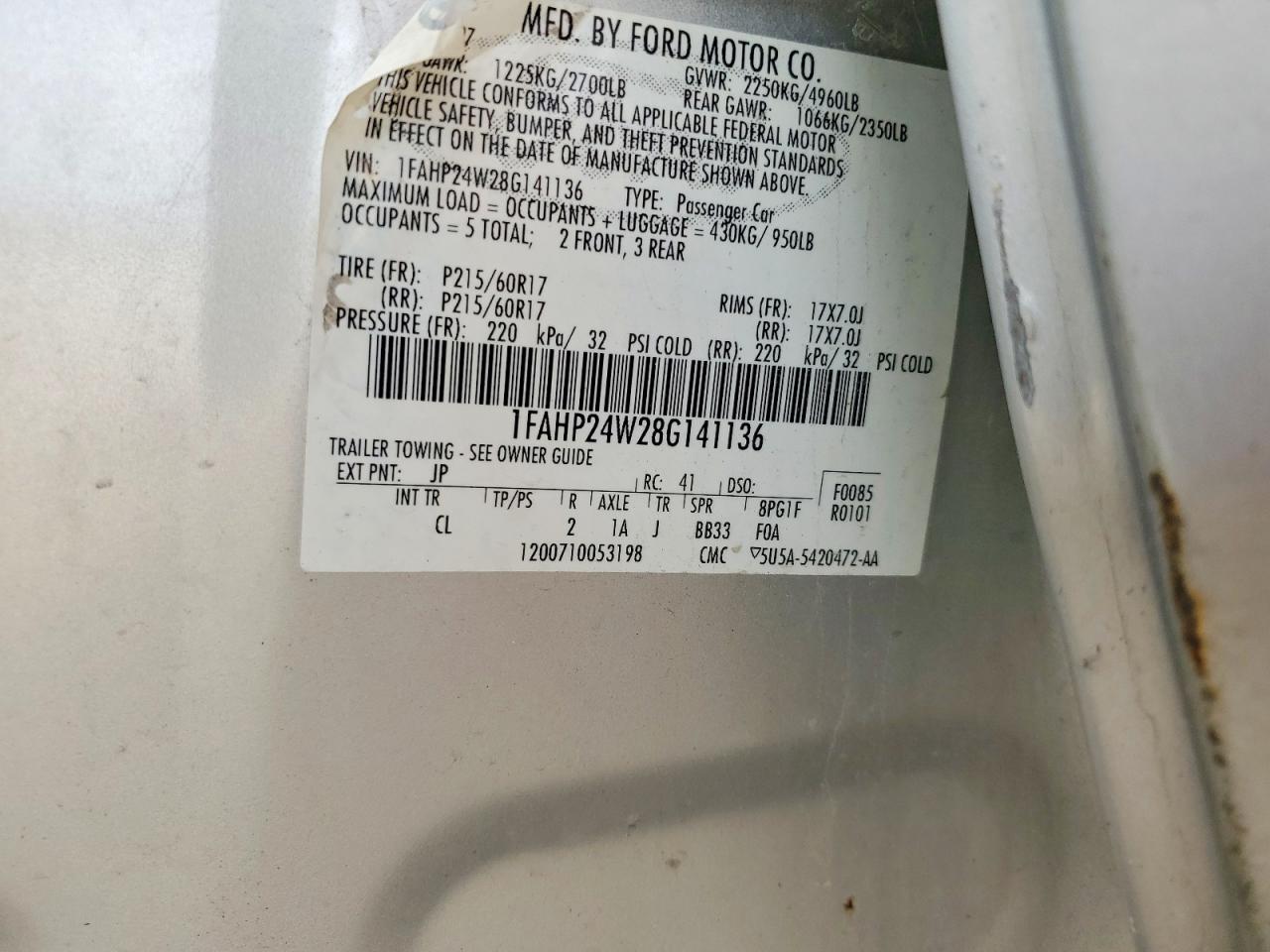 2008 FORD TAURUS