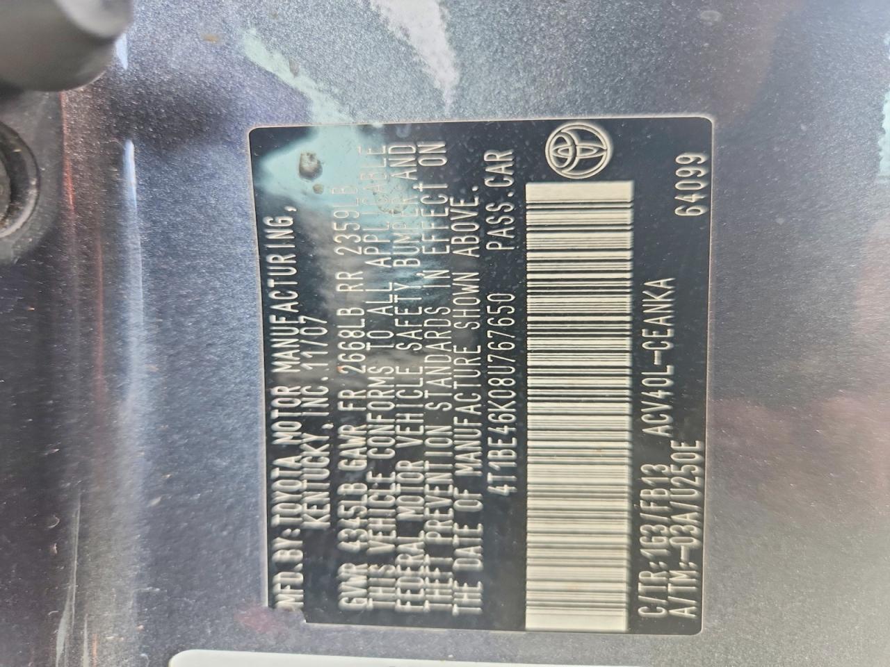 2008 TOYOTA CAMRY