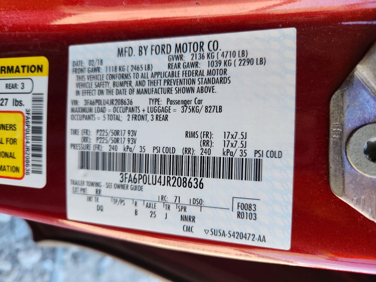 2018 FORD FUSION