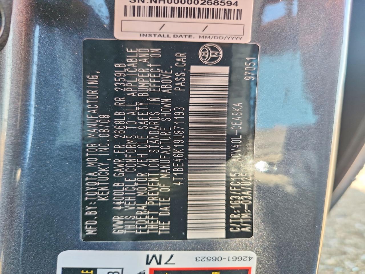 2009 TOYOTA CAMRY