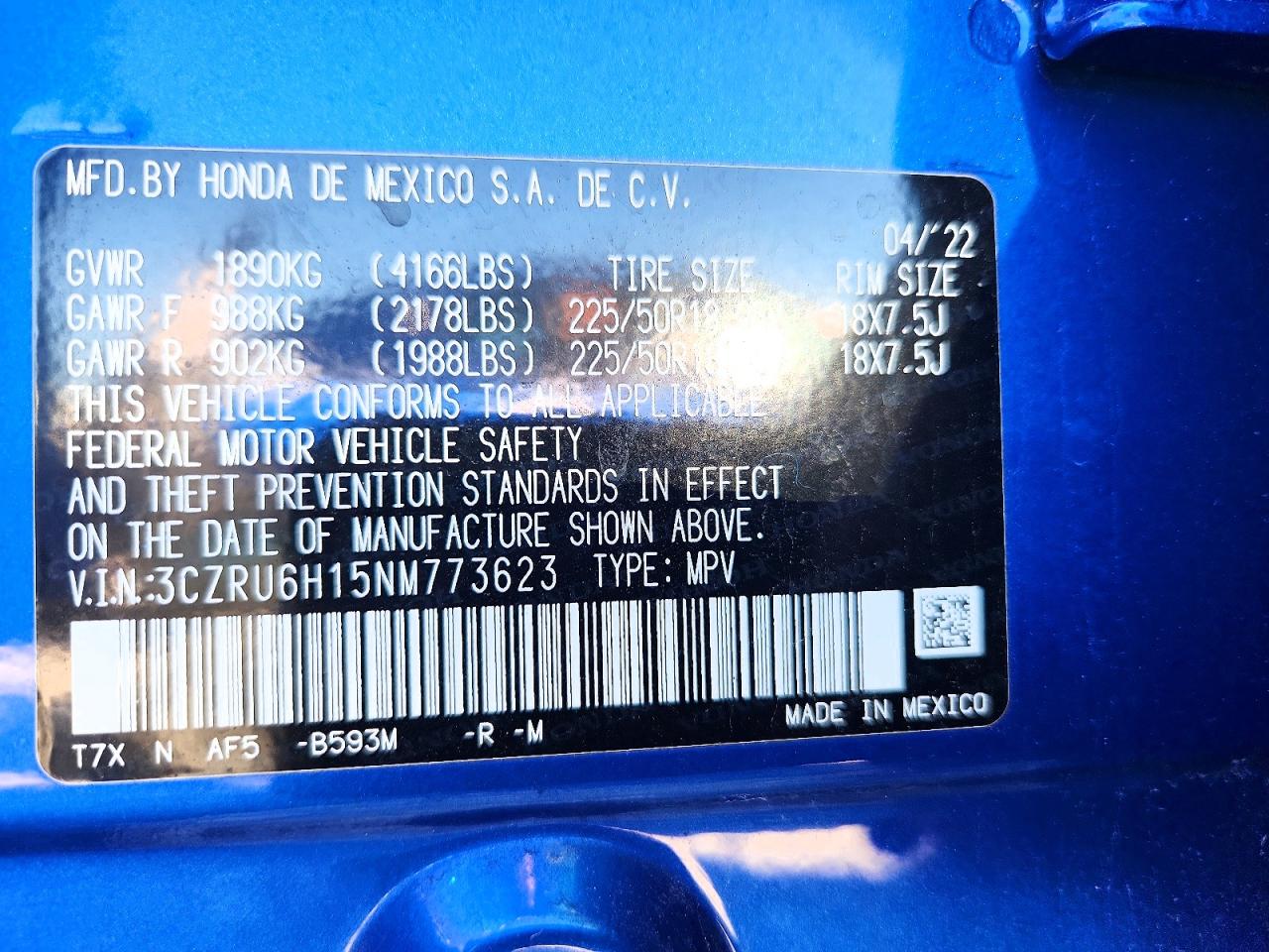 2022 HONDA HR-V