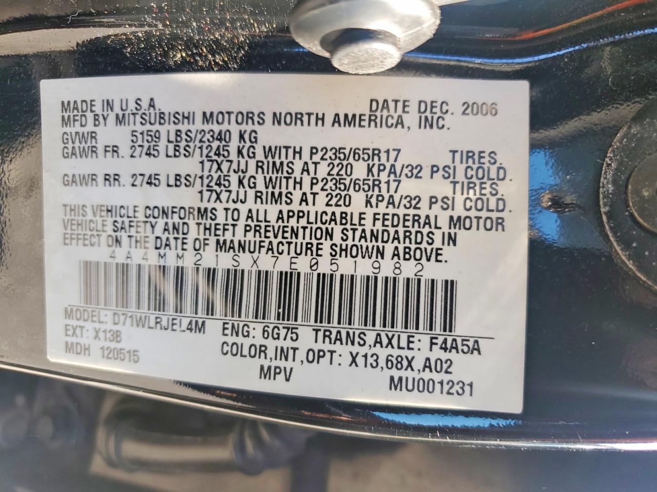 2007 MITSUBISHI ENDEAVOR