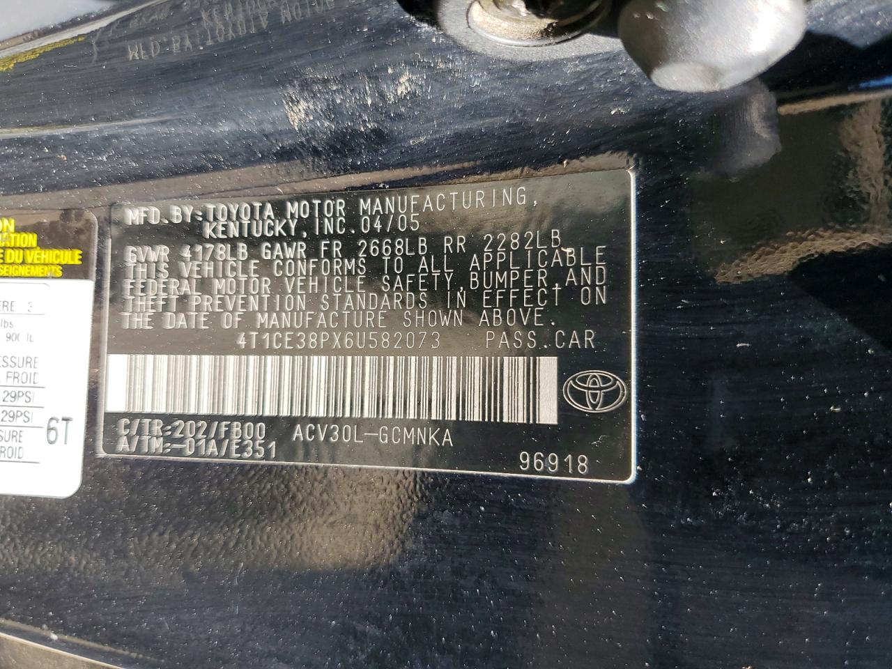 2006 TOYOTA CAMRY SOLA