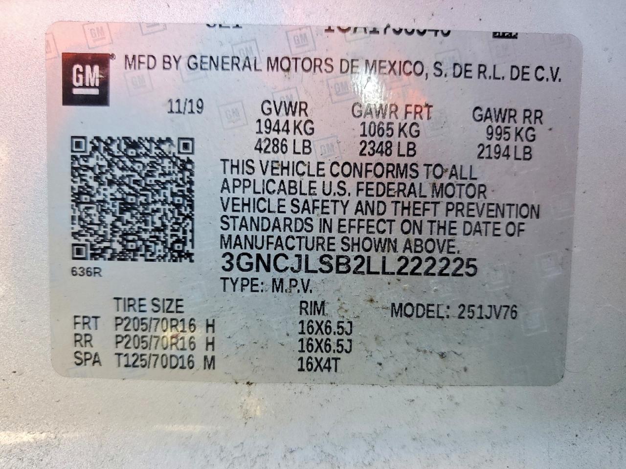 2020 CHEVROLET TRAX
