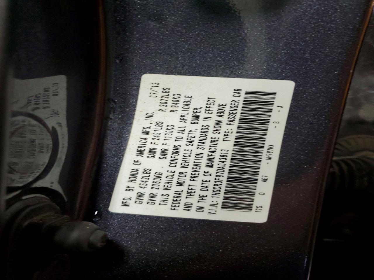 2013 HONDA ACCORD