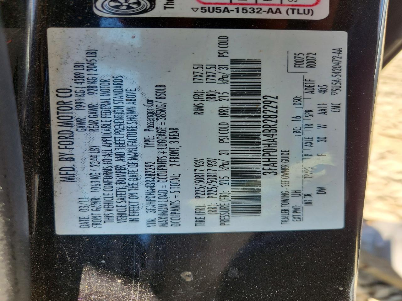2011 FORD FUSION