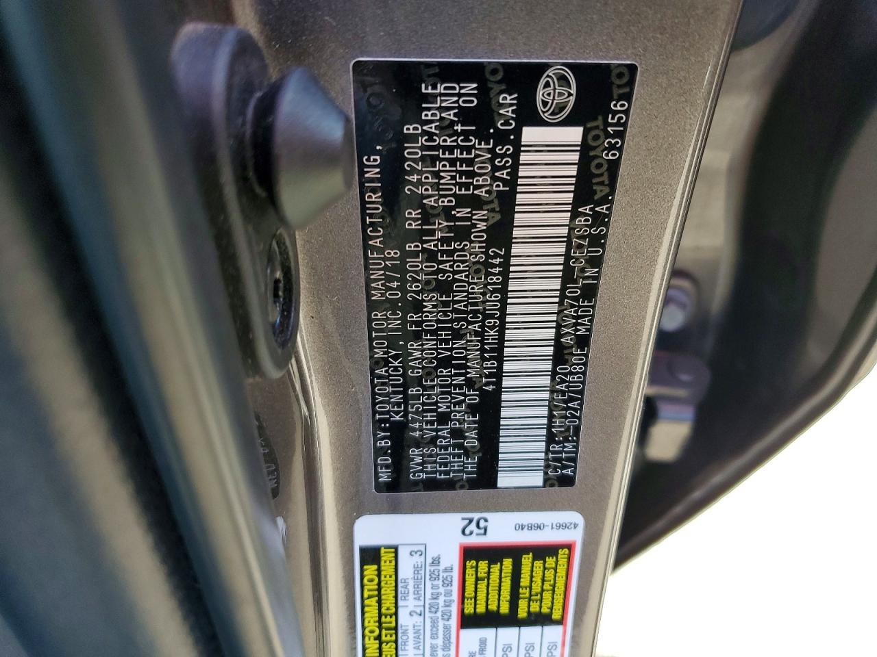 2018 TOYOTA CAMRY