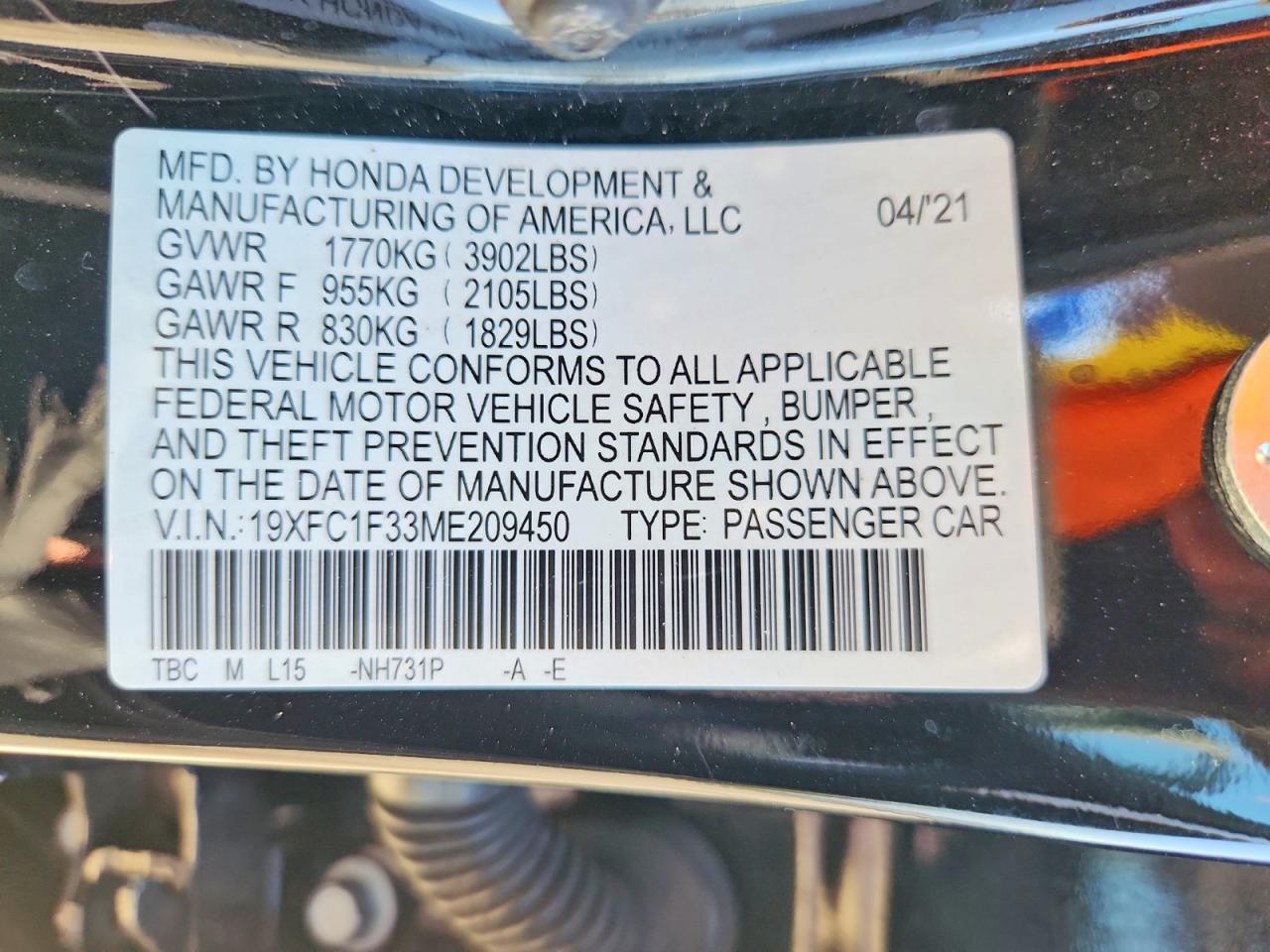 2021 HONDA CIVIC