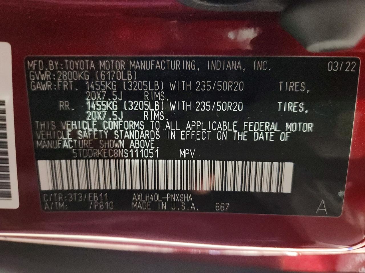 2022 TOYOTA SIENNA