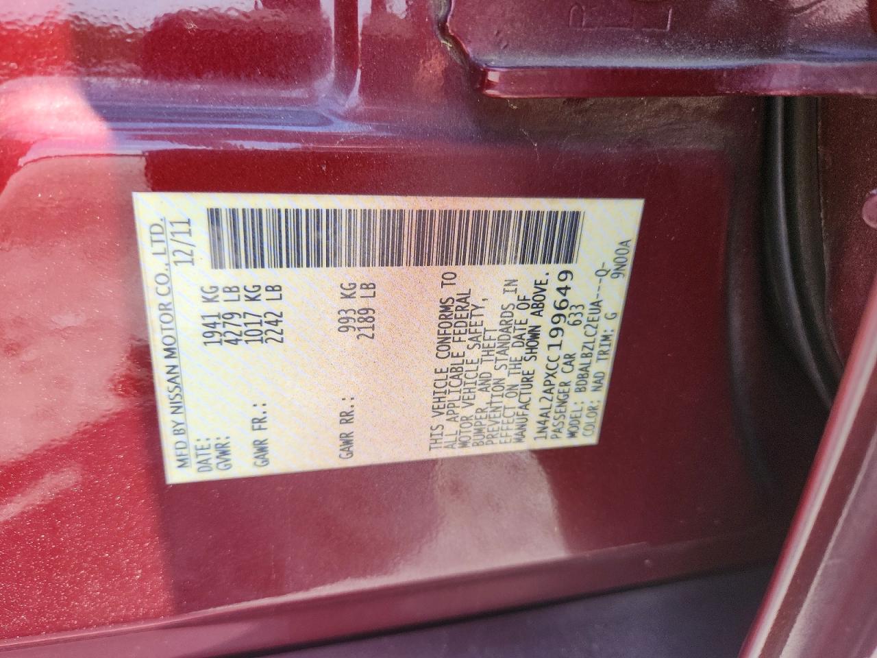 2012 NISSAN ALTIMA