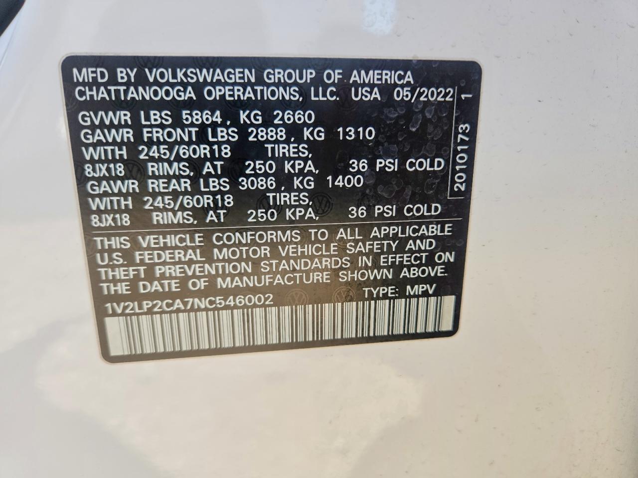 2022 VOLKSWAGEN ATLAS