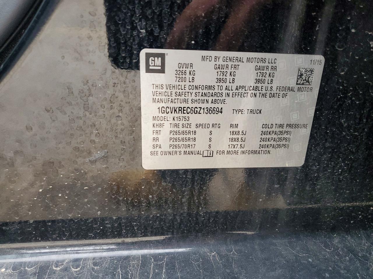 2016 CHEVROLET SILVERADO