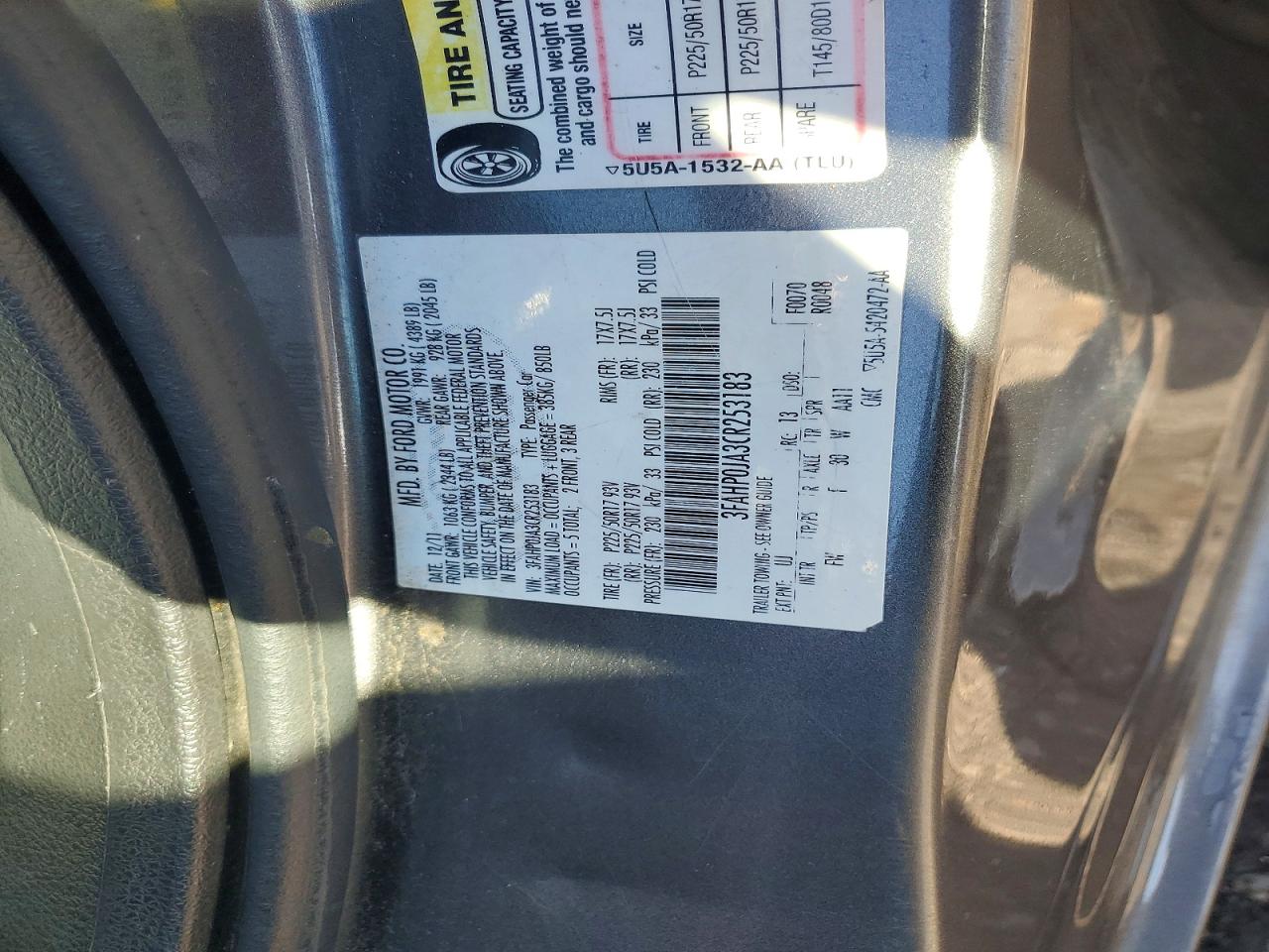 2012 FORD FUSION